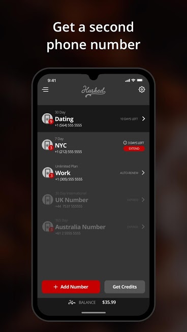 Hushed – Second Phone Number – Calling and Texting