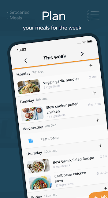 Meal Planner, Shopping List & Recipe Keeper